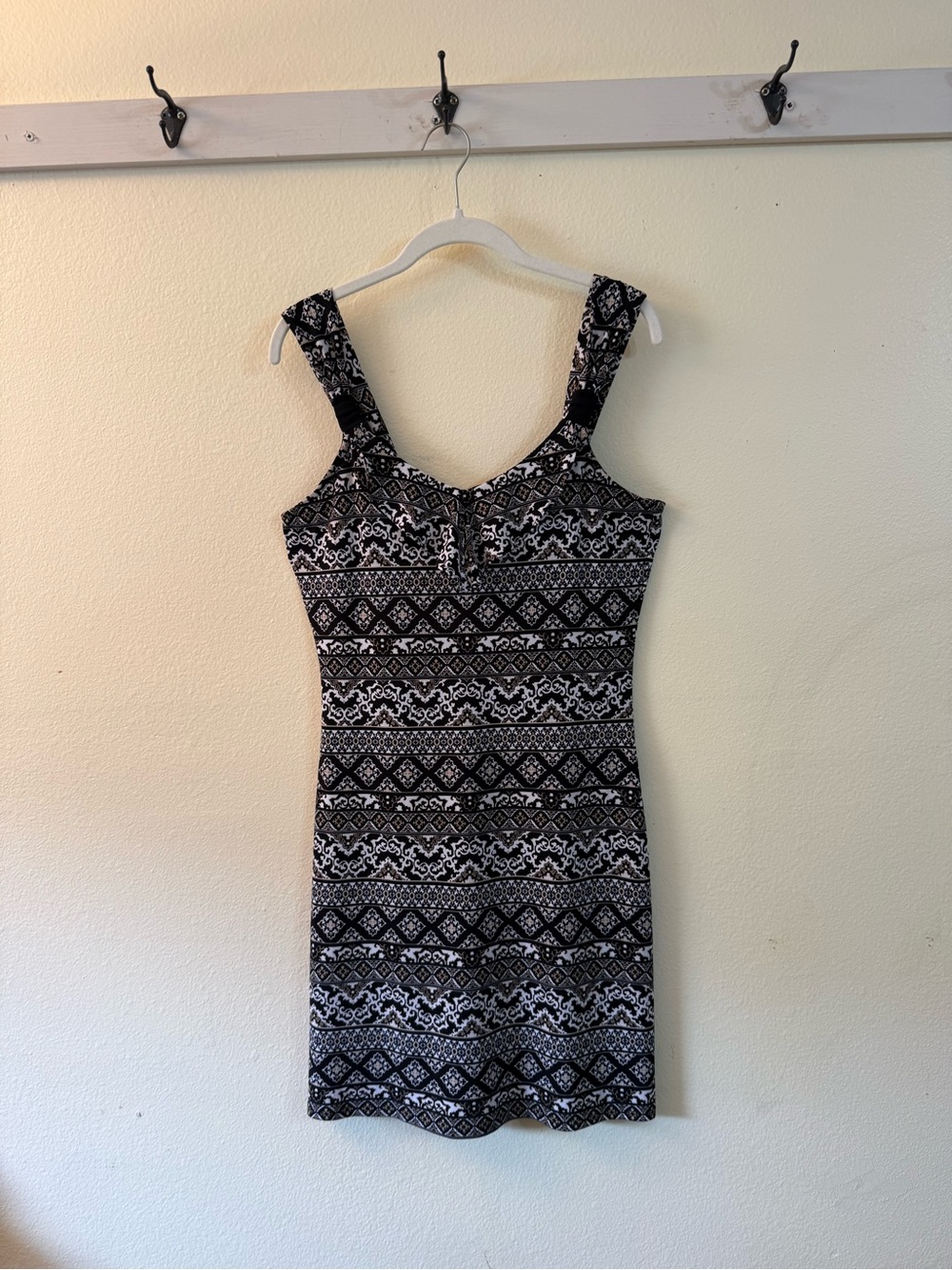 White House Black Market Black and White Printed Mini Dress
